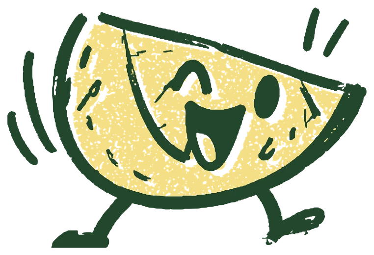 Zesty, a running lemon slice