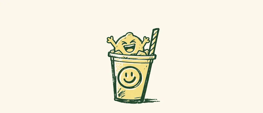 Big Squeeze grinning inside the cup