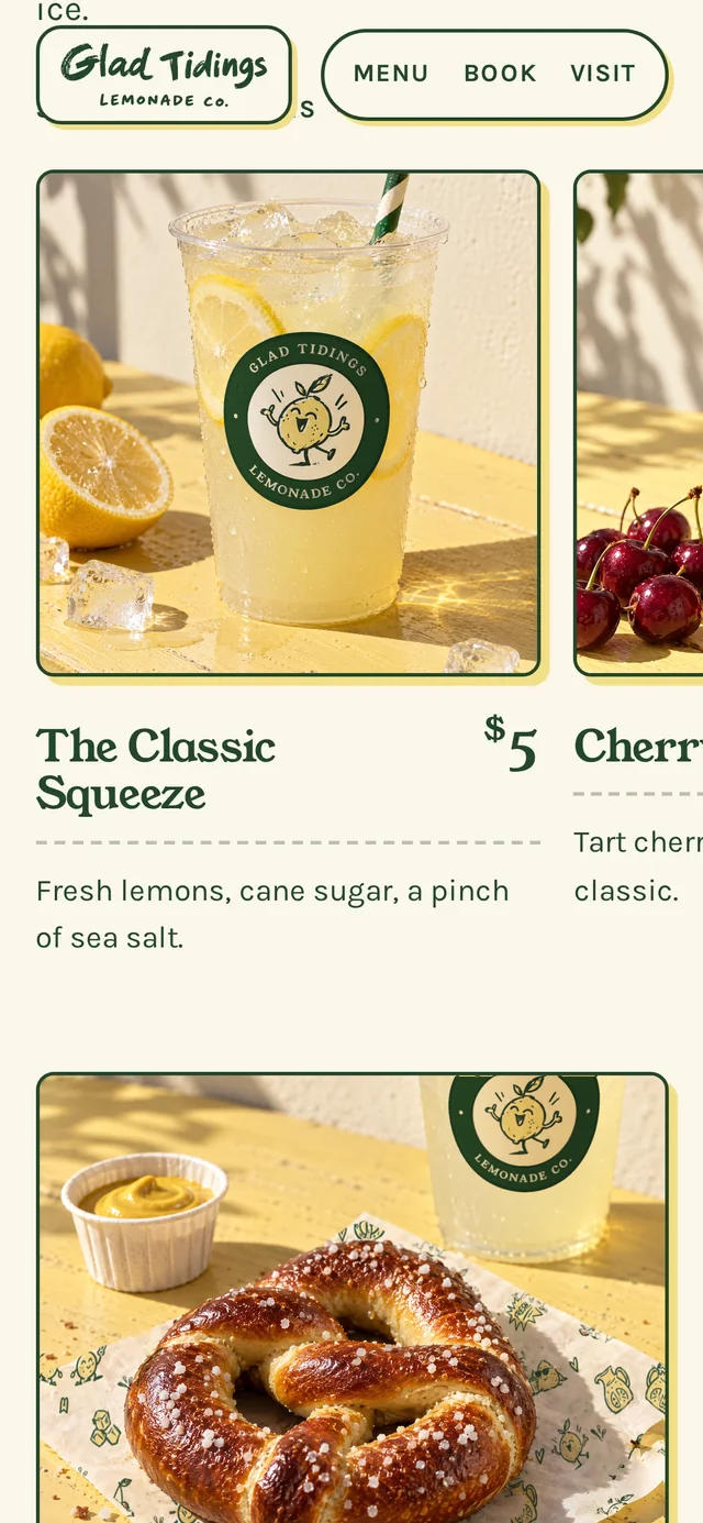 Phone view of the drinks as a swipe row