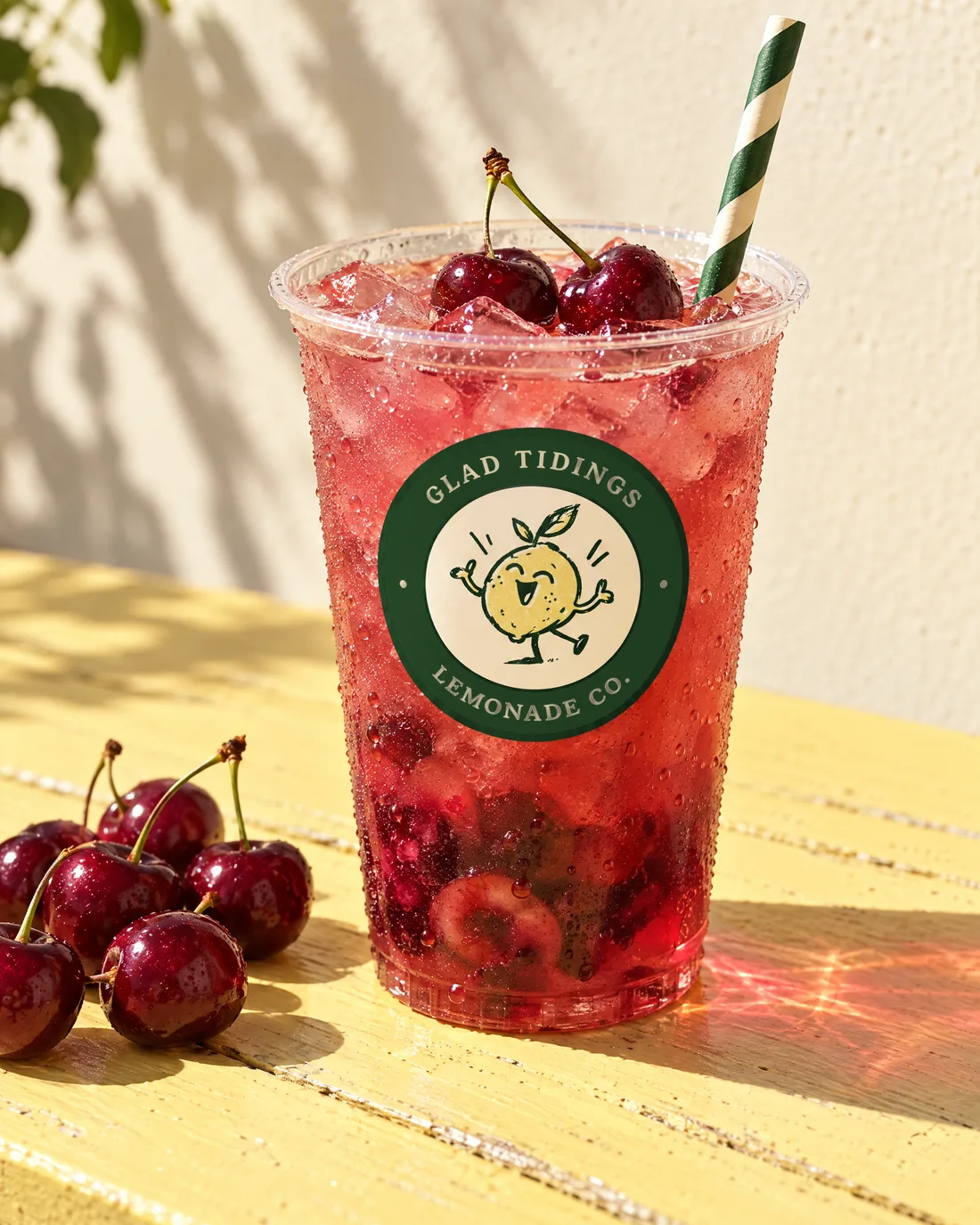 Cherry lemonade with fresh cherries